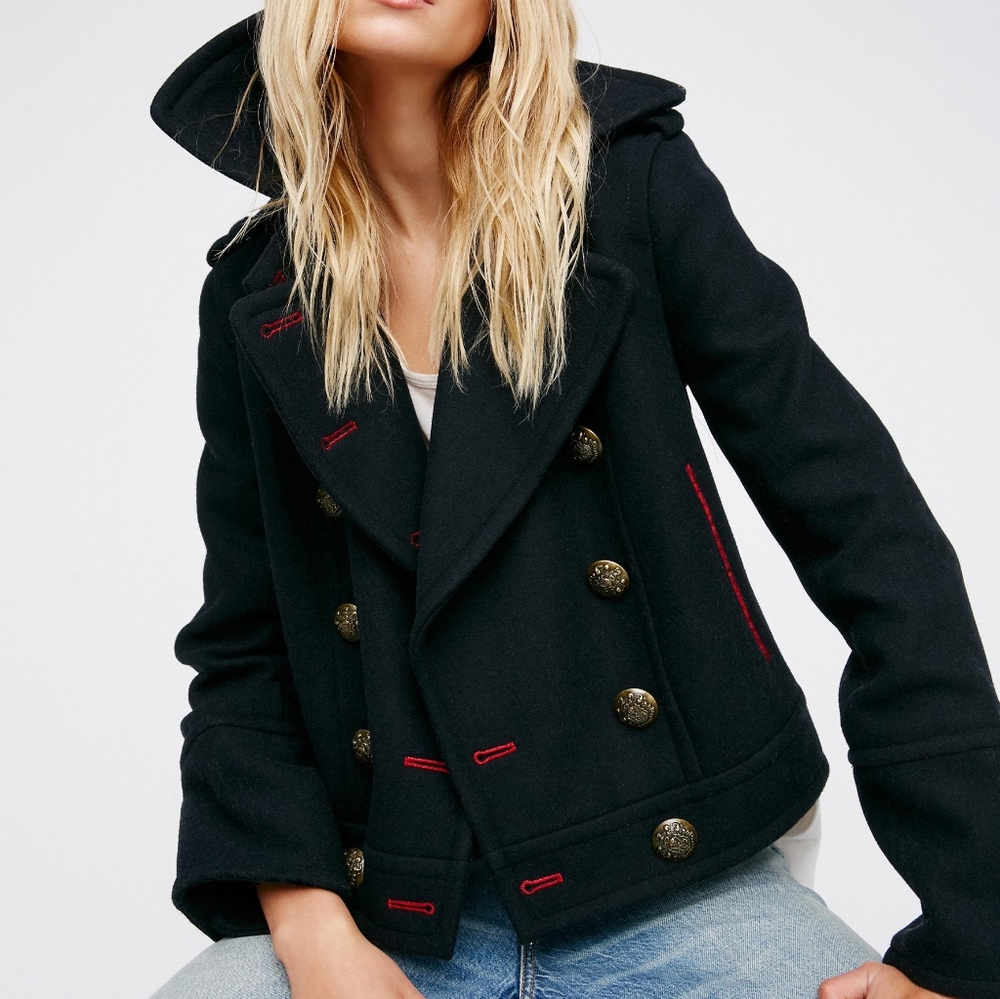 Free people City Limits embroidered peacoat